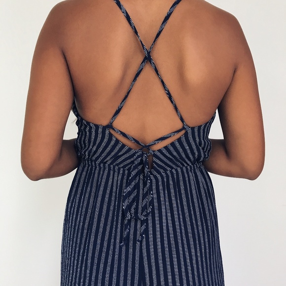 🆕 Davina - Navy Blue Striped Jumpsuit - Picture 3 of 6